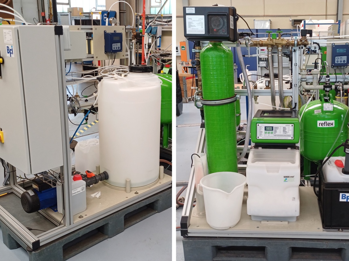 Mobile MCDI-Pilotanlage (links) mit Vorbehandlungsanlage (rechts) am BFI Mobile MCDI-Pilotanlage (links) mit Vorbehandlungsanlage (rechts) am BFI