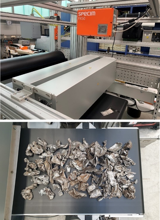 BFI-Software zur Schrottcharakterisierung (oben); Hyperspektralkamera zur Analyse von Shredderschrott (unten) BFI-Software zur Schrottcharakterisierung (oben); Hyperspektralkamera zur Analyse von Shredderschrott (unten)